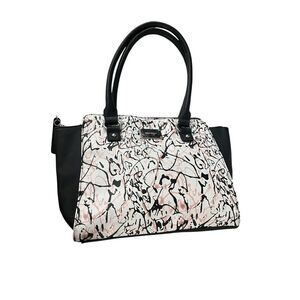 Nine West Satchel Splatter Pattern in Pink, White, and Black Good Condition